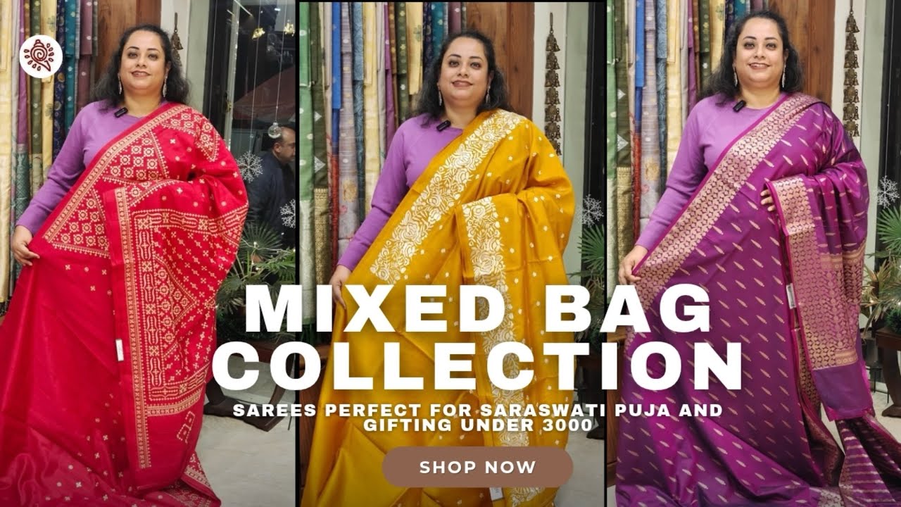 Коллекция разнообразных сари | Сезон праздника Сарасвати Пуджа, подарков и свадеб | Все по цене д...