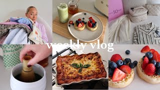 VLOG | matcha, huge online shopping haul, the best lasagne EVER, mothers day shopping, PR etc