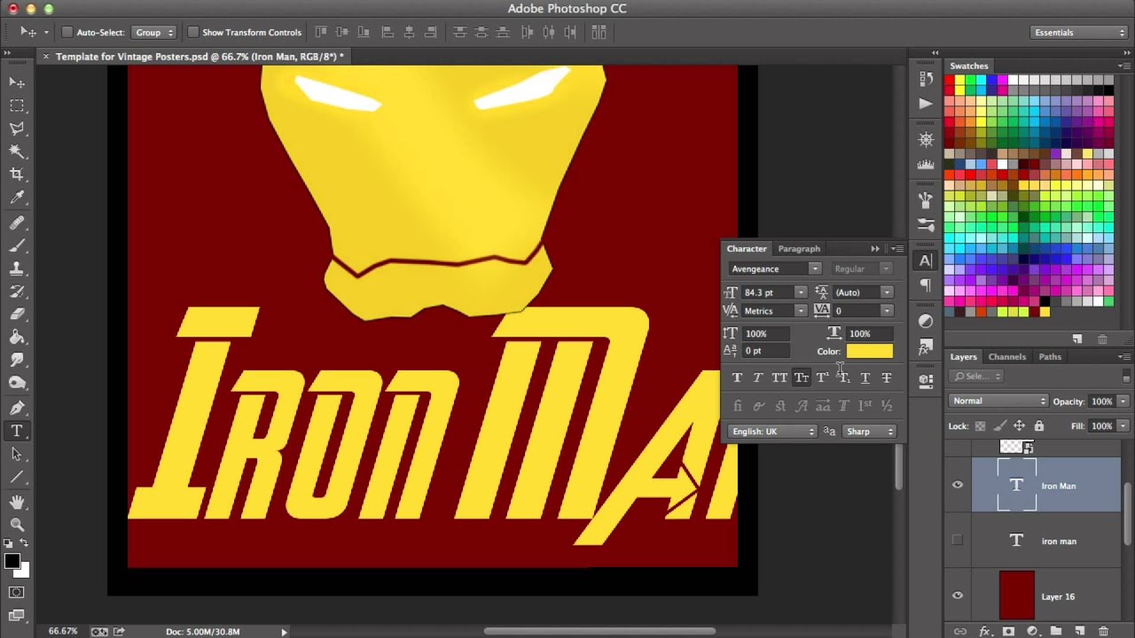 Photoshop CC • Making of a Stylised Movie Poster • 'Iron Man' • Speed Art