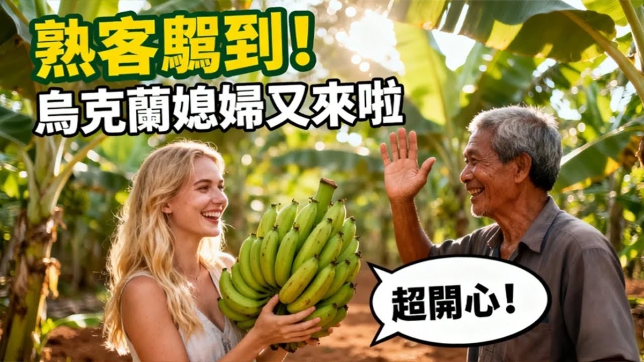 烏克蘭媳婦又來摘香蕉啦！叔叔見狀超熱情：熟客駕到！