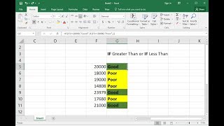 Excel Formula: Create IF greater than or less than Function formula in Excel (Easy)