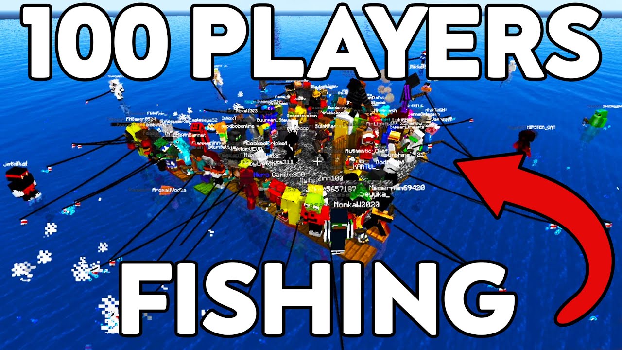 Minecraft 100 players but it's random fishing... - YouTube