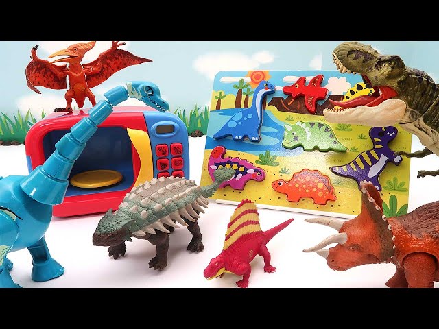 Lost Dinosaurs! Dinosaur Wooden Puzzle In Jurassic Park. T-Rex, Triceratops, Pteranodon Toys class=