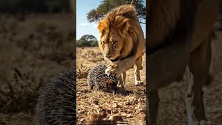 Will The Lion Dare To Touch The Porcupine Or Step Away?