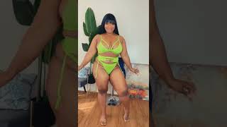 Plus Size Lingerie Try On Neon Green 