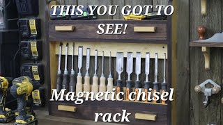 Magnetic chisel rack with storage