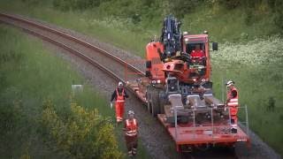 Elektrificering Af En Jernbane Opstning Af Master