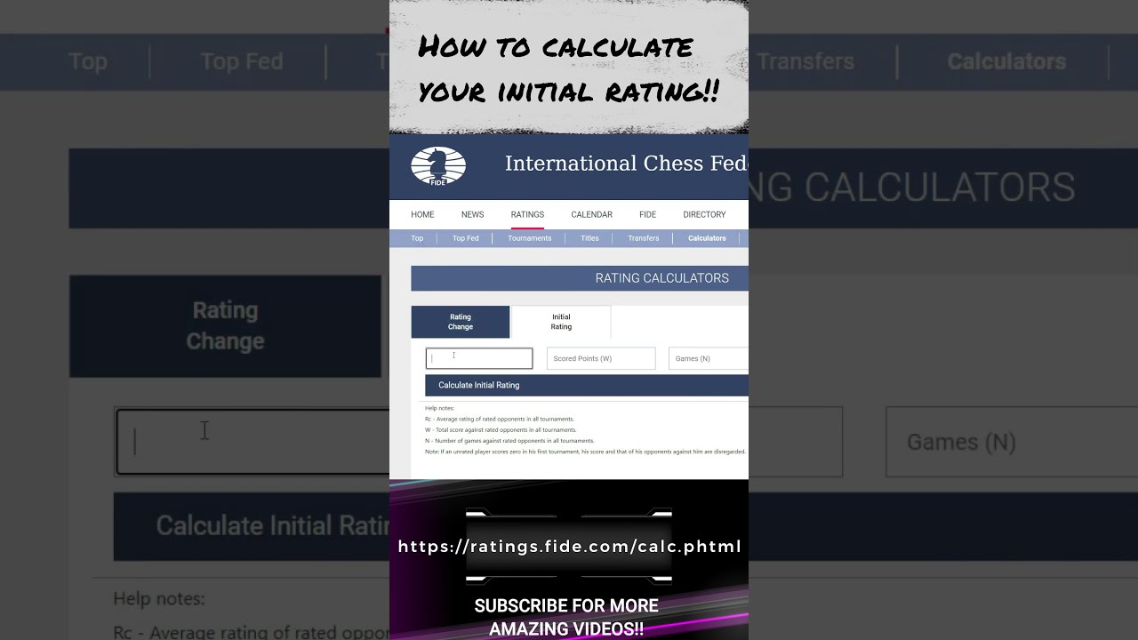 Initial FIDE Rating Calculator #shorts 