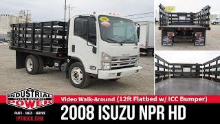 Isuzu NPR HD Gas 12ft Flatbed Truck with ICC Bumper