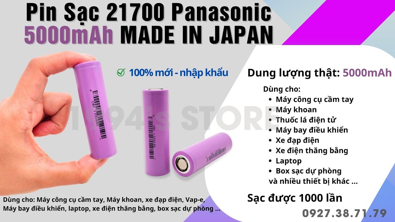 Pin sạc 21700 dung lượng cao 5.000mAh chính hãng Panasonic