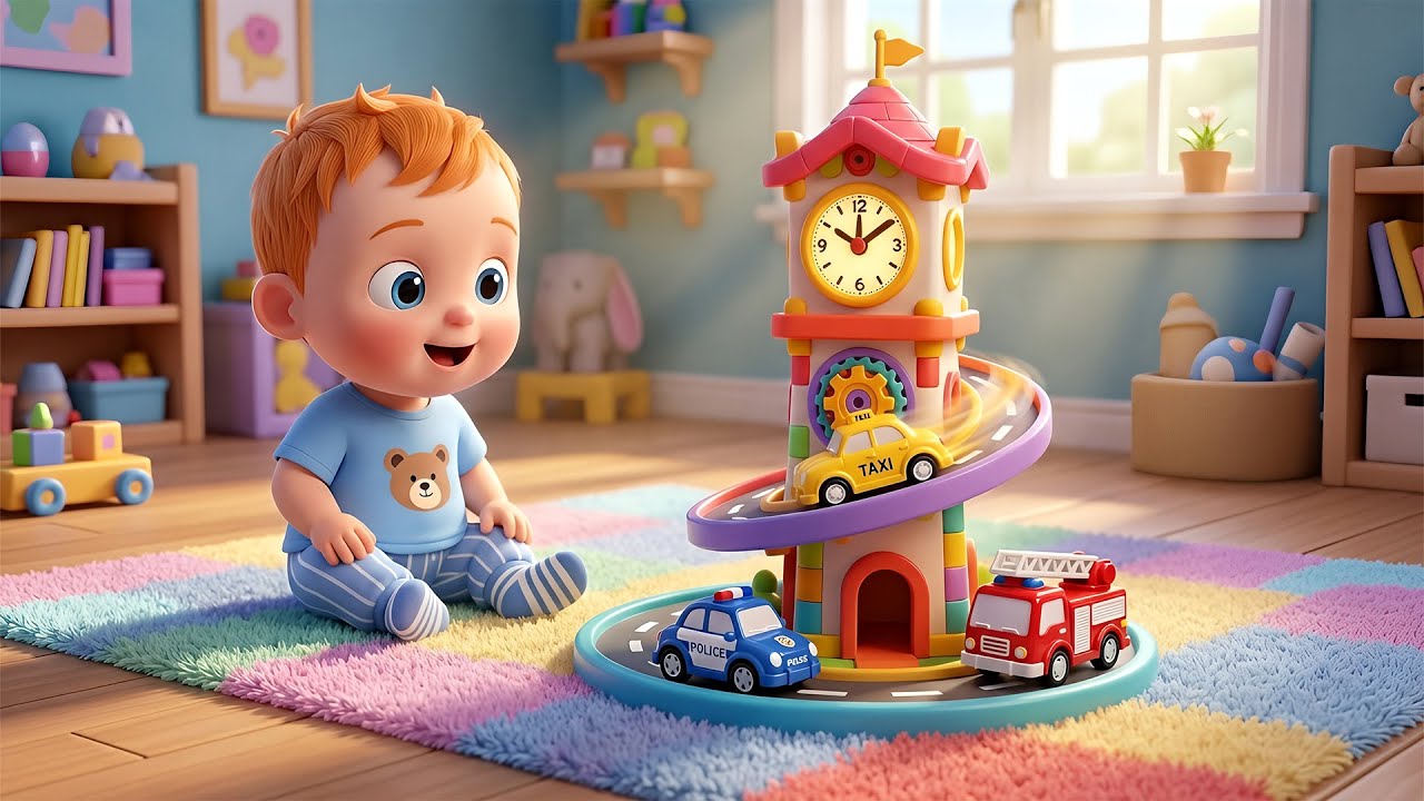 Toy Car Adventure 5 Miniature Cars Climb the Giant Clock Tower! 🚗⏰