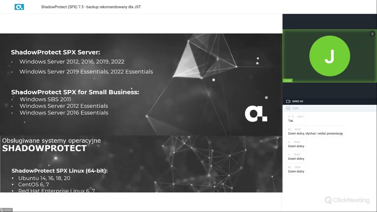 2023 08 16 ShadowProtect  SPX  7 5   backup rekomendowany dla JST