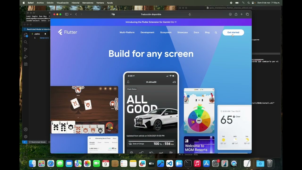 Instalación y configuración de Flutter 2025 Tahoe