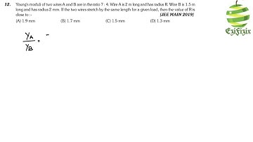 Young’s moduli of two Wires A and B are in the ratio 7:4. Wire A is 2 m long and has radius R.Wire B