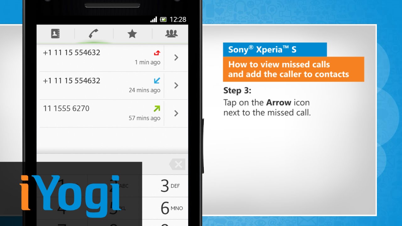 How to view missed calls and add the caller to contacts in Sony® Xperia™ S