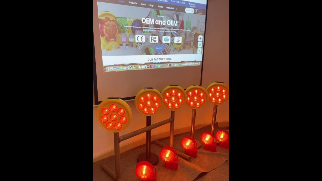 Synchronous flashing, Sequential flashing, same time flashing, Solar warning light