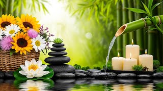 Beautiful Relaxing Music with Bamboo Water Sound 🌻 Stress Relief, Water Sound and Sleep Music