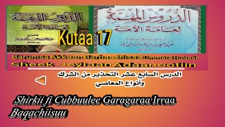 17 Shirkii fi Cubbuulee garagaraa irraa baqachiisuu barnoota barbaachisaa sheek jeeylaan