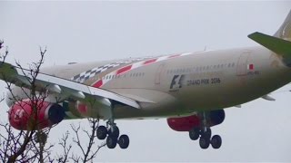 Gulf Air **Bahrain Grand Prix Livery** A330[A9C-KB] arrival at London Heathrow Airport