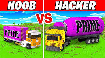 NOOB vs HACKER: PRIME TRUCK House Build Challenge in Minecraft