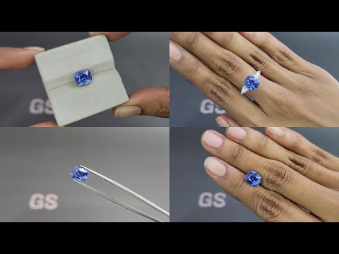 Unheated sapphire Cornflower Blue cushion cut 4.00 carats, Sri Lanka Video  № 1