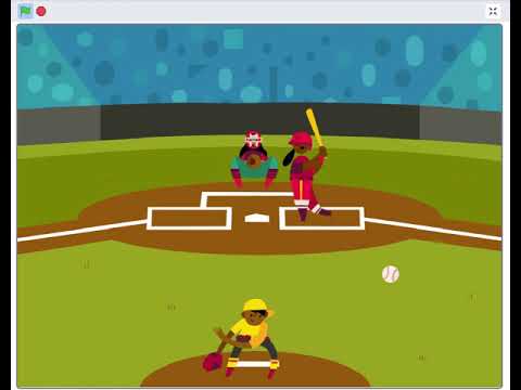 スクラッチによる野球のファインプレー（メッセージを使って複数スプライトを連携する制作）