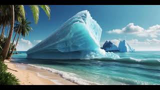 Iceberg on tropical beach