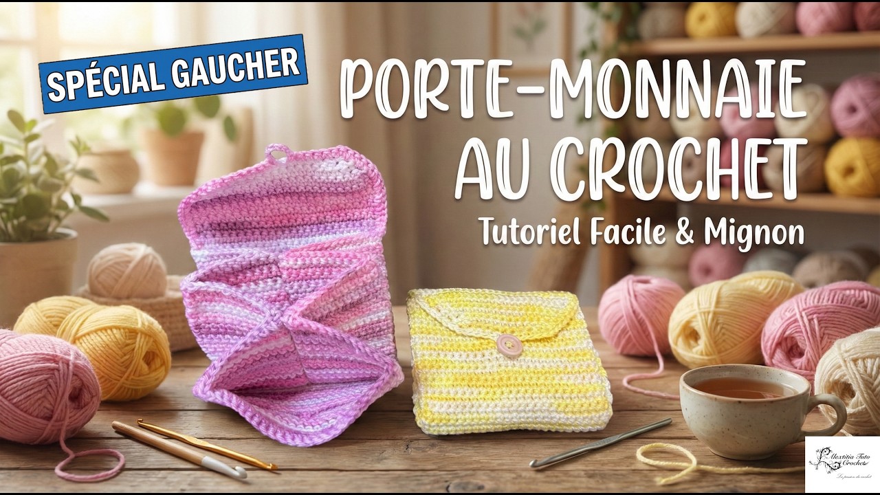 Porte-monnaie Fait Main Au Crochet - Couleurs Violet Indigo Blanc - Occasion Style Pochette