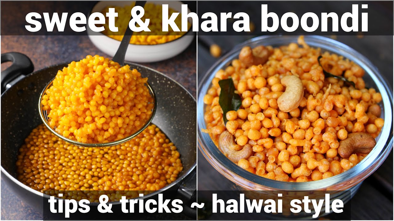 2 ways boondi recipes | sweet boondi & khara boondi | how to make 2 ways boondi - sweet & savoury | Hebbar | Hebbars Kitchen