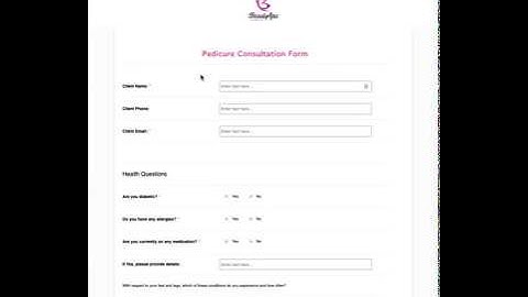 Pedicure Consultation Form Template