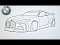 تعليم رسم سيارة BMW G82 M4 كيفية رسم سيارة BMW سهل 