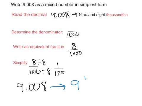 6 14 rename decimals as fractions youtube 9 15 in simplest form