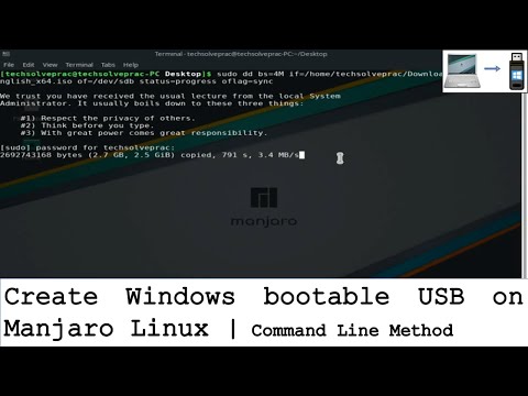 How to create Windows USB on Manjaro Linux - Command Line Method