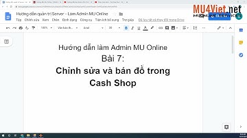 Hướng dẫn làm Admin MU Online Bài 7: Chỉnh sửa và bán đồ trong Cash Shop
