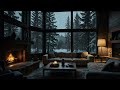 No Ads Fireplace Blizzard ASMR صوت العاصفة الثلجية مع احتراق الموقد للنوم العميق 