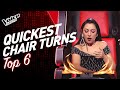 QUICKEST CHAIR TURNS in The Voice | TOP 6 (Part 2)