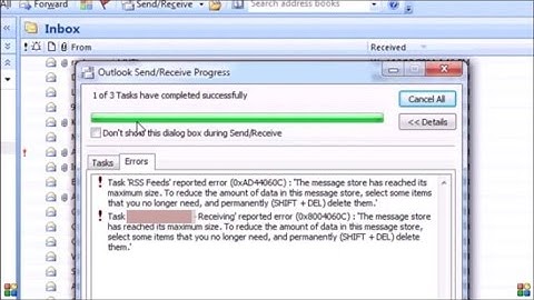 How to Fix outlook error "The Message Store has reached maximum size "