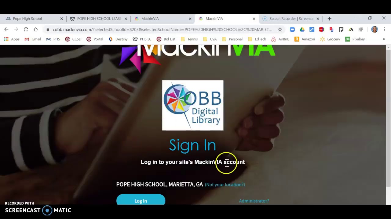 Logging in to the Cobb Digital Library from Home (Pope High School