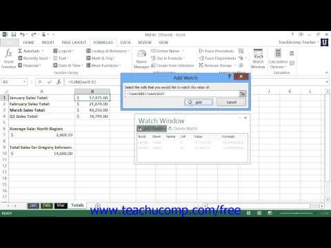Excel 2013 Tutorial Using the Watch Window Microsoft Training Lesson 17.5