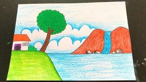Vẽ tranh phong cảnh thác nước ĐƠN GIẢN | how to draw waterfall very easy