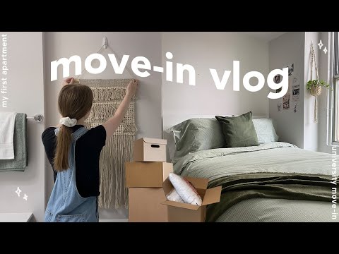 moving into my first apartment | university move-in vlog & tour 📦🌿