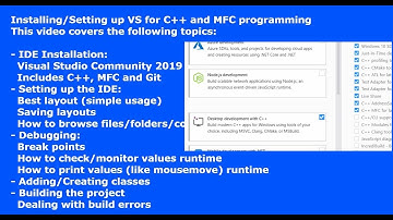 How to Install & Set Up Visual Studio 2019 for MFC / C++ | Video | Free IDE / Compiler Download
