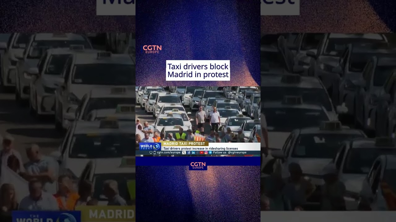 Taxi drivers block Madrid in protest