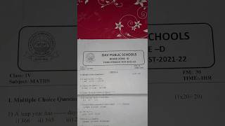 DAV Class 4 Maths Question paper of PT-3 2021-22 #shorts