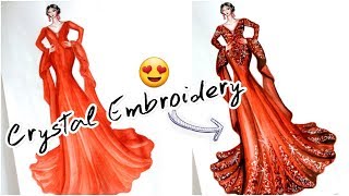 Crystal Embroidery Haute Couture | Fashion Illustration