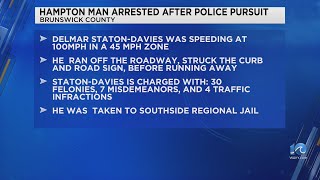 Hampton man charged with 30 felonies after high-speed chase