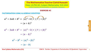 Lesson # 22JC   Expansion & Factorisation, Mathematics D2 JC,PSC,SC   Chapter 4, by Zahid Hussain