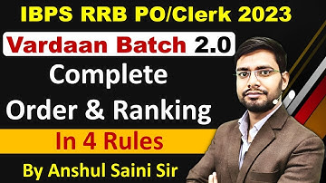 Order & Ranking For Bank Exam Vardaan2.0 By Anshul Sir IBPS RRB 2023 PO Clerk