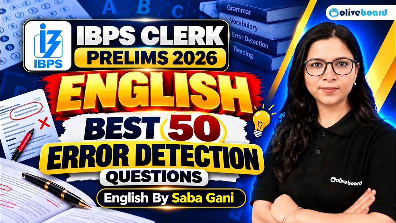 IBPS Clerk Prelims 2026 | English | Best 50 Error Detection Questions | Saba Gani | Oliveboard