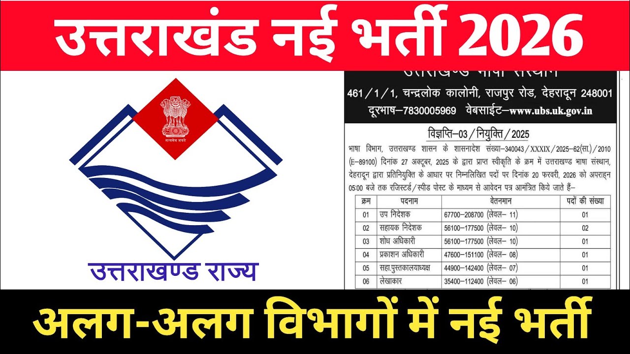 उत्तराखंड नई भर्ती 2026 || Uttarakhand new Latest Job's - YouTube